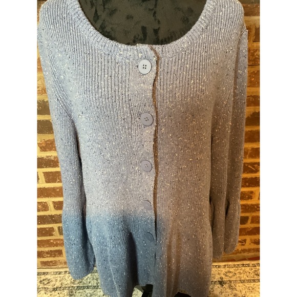 Coldwater Creek Blue Heathered Knit Sparkle Button Front Cardigan Sweater XL NWT - Picture 2 of 10